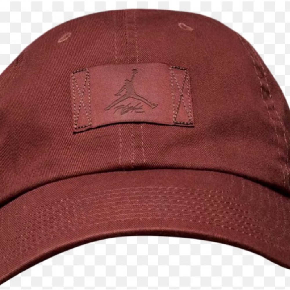 Jordan Maroon Leather-Patch Dad Cap